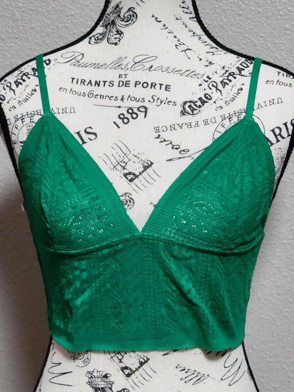 AERIE - Lace Bra Top Bralette Green - Medium - NEW NWT